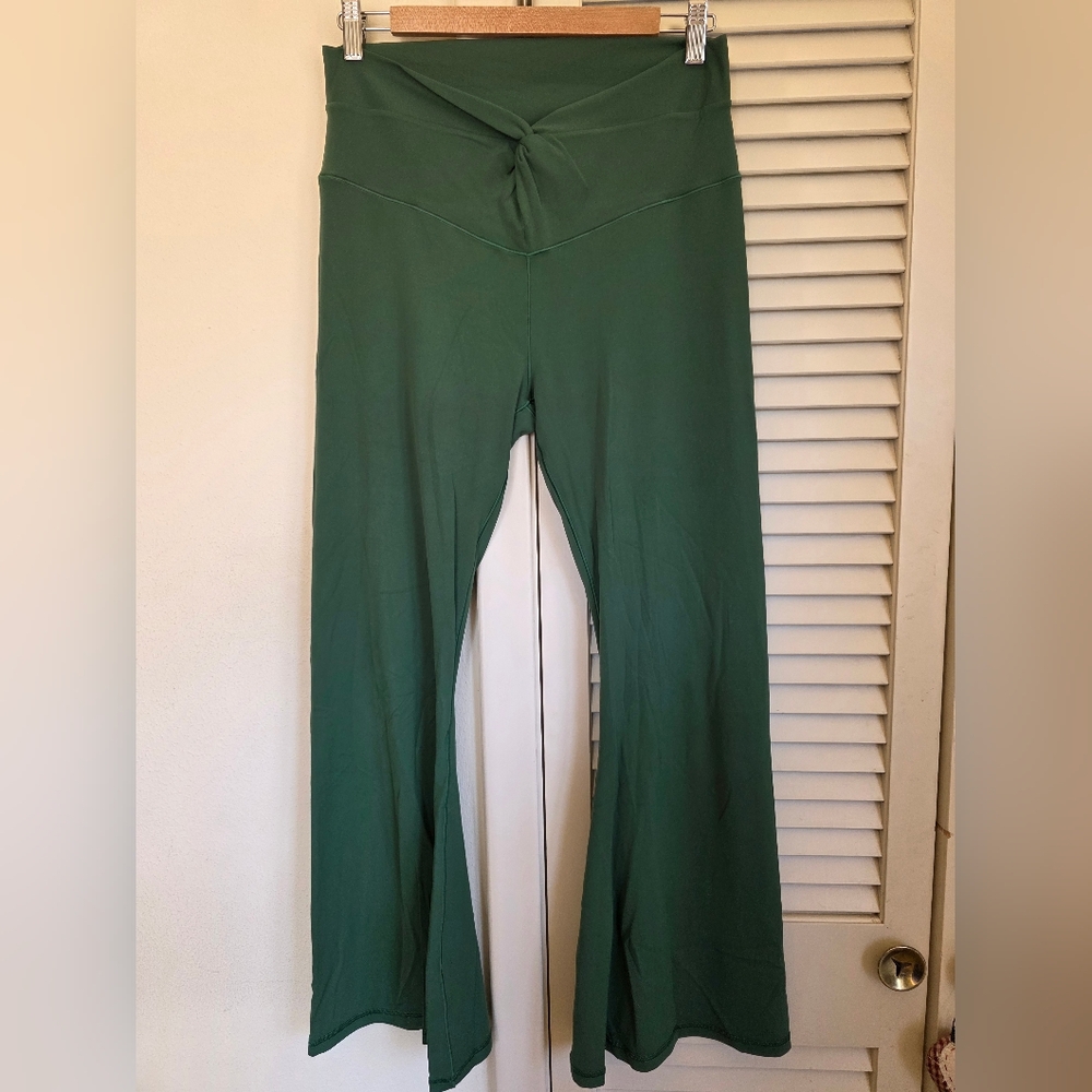 Green Flared Yoga Pants